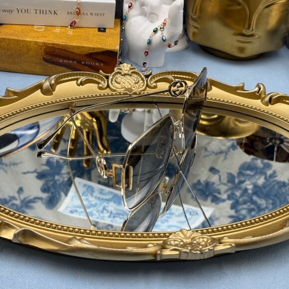 🆕 GUCCI 🧿 NWOT GG1207SA Gold Rimmed Geometric Square Sunglasses, Brown & Gold - Picture 7 of 15